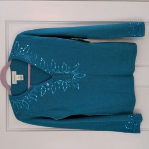 Embellished Dark Aqua Sweater - new with tags